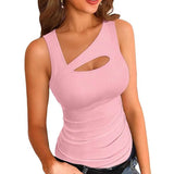 Yeknu  Summer Fashion Sexy Basic Sleeveless T-shirt Women Clothing Europe America Hollow Out Solid Tanks Lady Chic Hottie Y2k Tops