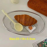 Yeknu  Stainless Steel Oval Vegetable Washing Basket, Drain Basket  Fruit Snack Basket Plate Mesh Frame, mesh screen, kitchen quick