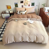 Yeknu  New Duvet Cover Super Soft Pure Color Wash Quilt Cover 4-piece Bedding Set 3-piece Dormitory 180x220 200x230 Skin-friendly