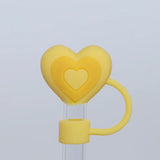 Yeknu  1PC Silicone Heart Straw Covers Reusable Star Straw Toppers Drinking Caps Straws Stopper for Stanley 10mm Tumbler Accessories
