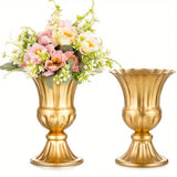 Yeknu  Metal Flower Vase, 9 Inch/6 Inch Metal Flower Pot Artificial Real Flower Vase, Garden Trumpet Flower Pot Table Wedding Decoratio