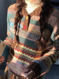 Yeknu  Knitted Autumn Winter Pullover Sweater Tops Women Geometric Print Fashion Long Sleeve Ladies Sweaters KoreanLoose Woman Sweater