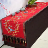 Yeknu Chinese Style TV Cabinet Cover Cloth New Multiple Options Embroidery Tassel Bedside Towel Wedding Table Decoration Table Runner