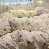 Yeknu  Korean Style Bedding Set with Pillowcase bed sheet Single Full Size Bed Linen Duvet Cover Set Queen/King Double Comforter Cover