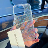 Yeknu  Glitter Sparkling Bling Phone Case For iPhone 17 16 15 14 13 12 11 Pro Max 16Promax Soft Transparent Protection Back Cover