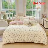 Yeknu  Class A super soft jacquard cloud yarn cotton four-piece set, bed sheet, bed hat, quilt cover, student dormitory bed