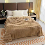 Yeknu  Ribbed Flannel Blanket Double Sided Thickened Nap Blanket Winter Throw Blanket Sofa Blanket Hemmed Blanket