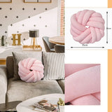 Yeknu  Cream Coffee Knot Pillow Ball Large Decorative Throw Pillows Velvet Round Knotted Pillow for Home Bed Room Couch Decor Office