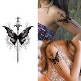 Yeknu  Long-lasting waterproof temporary tattoo stickers simulated non-reflective butterfly sword pattern fake tattoo on women's arm