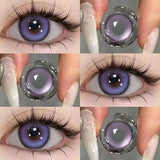 Yeknu  1 Pair Purple Color Contact Lenses with Myopia for Eye Lenses Beauty Pupils Natural Eye Lenses Cosmetic Fast Shipping