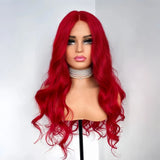 Yeknu  Long Blonde Curly Wavy Synthetic Hair Middle Part Natural Hairline Body Wave Heat Resistant Fiber Wigs for Women Daily Party