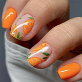 Yeknu  24Pcs Short Almond Press-On Nails Pink Floral French Tip Glossy&Elegant Full Cover Fake Nails for Women&Girls Spring,Daily Wear