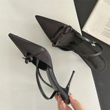 Yeknu  Spring Sexy Pointed Toe Buckle Strap Women Pumps Sandals Thin High Heels Party Stripper Dance Mules Ladies Shoes