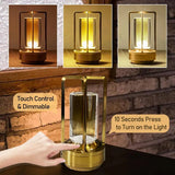 Yeknu - LED Cordless Table Lamp Retro Bar Metal Desk Lamps Rechargeable Touch Dimming Night Light Restaurant Bedroom Home Outdoor Decor