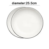 Yeknu  white tableware black edge ceramic household kitchen supplies sushi fruit salad dessert steak plates western plate
