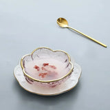 Yeknu  Ice powder bowl creative Japanese bird's nest dessert sugar water white fungus soup tray Phnom Penh cherry blossom glass bowl1Pc