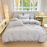 Yeknu  New 100 Cotton with Bed Cover Jet Small Fresh Blue Duvet Cover Skin Friendly Breathable Bedding AB Version Double-sided Use
