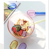 Yeknu  Stained Glass Spoon Dessert Ice Cream Milk Long Handled Spoon Coffee Soup Stirring Spoon High boric acid heat and cold resistanc
