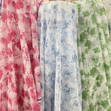 Yeknu  100x150cm Jacquard Chiffon Fabric Summer for Dresses Skirts Shirt T-shirt Sewing Needlework Cloth Thin Soft Breathable Flower