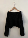 Yeknu  Autumn Winter Pullover Furry Sweater Tops Women V-Neck Korean Modis Ladies Cropped Sweaters Long Sleeve Loose Woman Sweater
