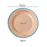Yeknu Korean Retro French Letter Ceramic Disc Graffiti Dessert Breakfast Pasta Creative Kitchen Supplies Food Photography Plate