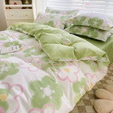 Yeknu Bedding Set 100% Cotton Bed Linen Set Floral Style Bedclothes Skin-friendly Bedsheet Set for Home Duvet Cover Set