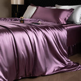 Yeknu  Luxury Mulberry Silk Duvet Cover Set High End Satin Solid Color Quilt Cover and Pillowcases Soft Silky King Size Comforter Cover