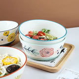Yeknu  Japanese Underglaze Hand-painted Ceramic Ramen Large Soup Noodle Bowl, Restaurant Kitchen Supplies Fruit Steak Dinner Plate, 1Pc