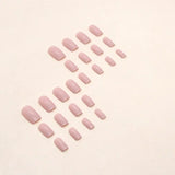 Yeknu  24 PCs Short French Solid Minimalist Nails with 1 Jelly Gel and 1 Nail File