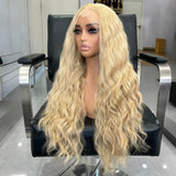 Yeknu  Highlight Wig Long Blonde Wavy Synthetic Hair Free Part 613 Mixed Colored Natural Wave Deep Curly 13X4 Lace Front Wigs for Women