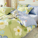 Yeknu Bedding Set 100% Cotton Bed Linen Set Floral Style Bedclothes Skin-friendly Bedsheet Set for Home Duvet Cover Set