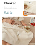 Yeknu solid color waffle double-layer composite blanket, soft waxy stroking cats blanket summer quilt air-conditioning blanket