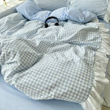 Yeknu Korean Princess Style Lattice Double Layer Lace Bedding