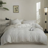 Yeknu  Jacquard cotton washed cotton bedding four-piece set of pure cotton new high-grade quilt cover sheets solid color simple