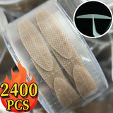 Yeknu Invisible Double Eyelid Sticker 2400PCS Lace Eye Lift Strips Self-adhesive Double Eyelid Tapes Clear Beige Eye Tapes Makeup Tool