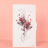 Yeknu  Red Flower Waterproof Temporary Tattoo for Waist and Arm, Long-Lasting, Realistic Fake Tattoo for Men and Women