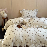 Yeknu  Pure Cotton Printed Double-Layer Yarn Quilt Cover Luxury Nude Sleeping Duvet Cover for Kids Adults Single Double Size Bedding