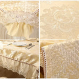 Yeknu Antiskid Jacquard Pattern Double Vertica Edge Lace Chair Cover Flowe design Double hem tablecloth Table decoration tablecloth