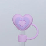 Yeknu  1PC Silicone Heart Straw Covers Reusable Star Straw Toppers Drinking Caps Straws Stopper for Stanley 10mm Tumbler Accessories