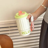Yeknu  Stainless Steel Insulated Bottle Dual Drink Coffee Cup Fashionable Student Water Cup Portable with Lifting Rope Children's Cup