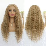 Yeknu  613 Bleach Blonde Deep Curly Lace Front Wig Synthetic Hair Glueless Long Curly Blonde 13x4 Lace Front Wigs Pre Plucked