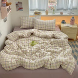 Yeknu 100% Cotton Bedding Set Cartoon Cute Animals Duvet Cover Set Bed Linen Flat Sheets Set 2 Pillowcases Single Double Queen Size