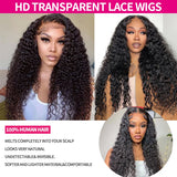 Yeknu  13x6 Deep Wave Lace Frontal Wigs Curly  Natural Color Human Hair Wig 30 Inch Pre Plucked 200 Density