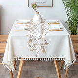 Yeknu  Imitation cotton and linen dustproof tablecloth waterproof and oil-proof dining table embroidery tablecloth rectangle