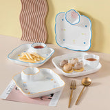 Yeknu  Ceramic Lace Dumpling Dinner Plate, Children Snacks Dessert Afternoon Tea Tableware, Desktop Decorations, Home Goods Plates, 1Pc
