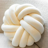 Yeknu  Cream Coffee Knot Pillow Ball Large Decorative Throw Pillows Velvet Round Knotted Pillow for Home Bed Room Couch Decor Office
