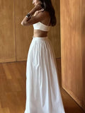 Yeknu  Jastie 100% Cotton Suspender Underwear Half Long Skirt Set Summer Beach Style Sexy Stylish Underwear Skirt Set Women's Clothing