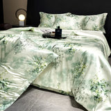 Yeknu  new high-end luxury silky Sleeping naked digital printing washed silk style Bedding Set Duvet Cover Bed Sheet Pillowcases