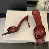 Yeknu  New Summer Fashion Open Toe Women Slipper Slip On Elegant Thin Heel Dress Pumps Ladies Slides