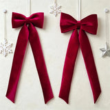 Yeknu  48x111cm Wreath Garland Burgundy Velvet Large Bow Single Loop Christmas Holiday Door Tree Ribbon Ornament Home Party Decoration
